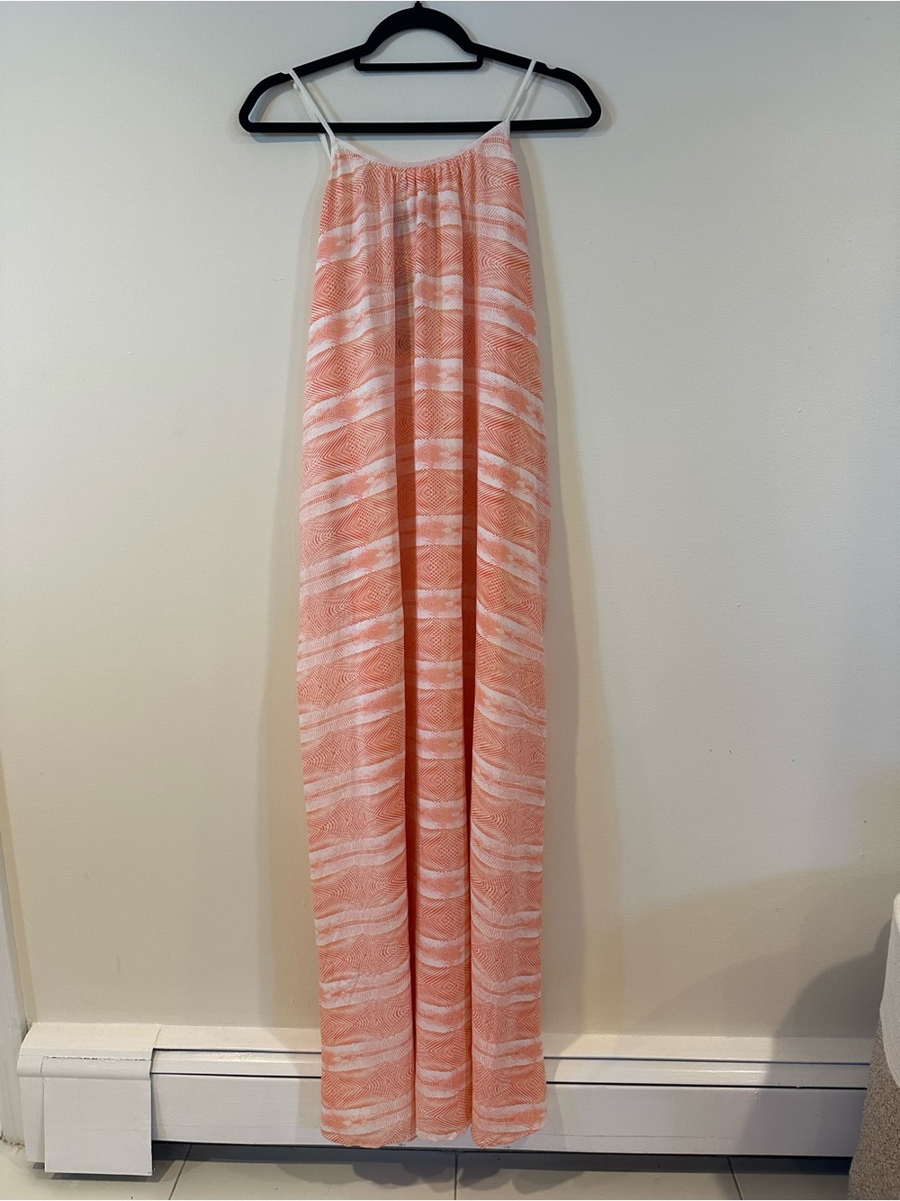 A/X Armani Exchange Coral and White Striped Maxi Skirt